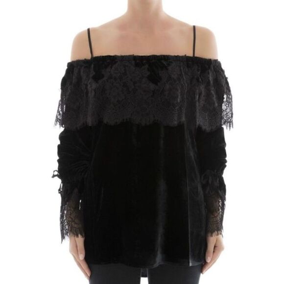 Gold Hawk, Claudette Lace Top, Off the Shoulder Prairie Blouse, Women’s Medium - Picture 1 of 14